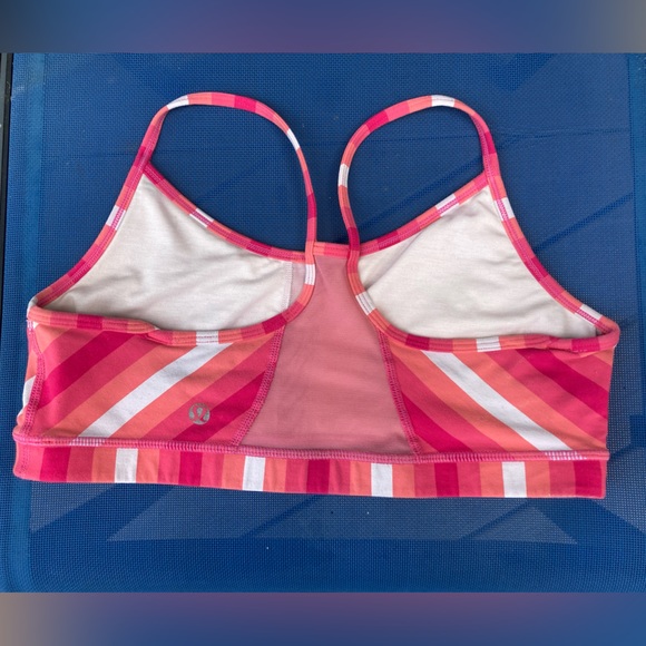 Lululemon flow Y bra size 6 striped pink, orange, white EUC - Picture 2 of 7